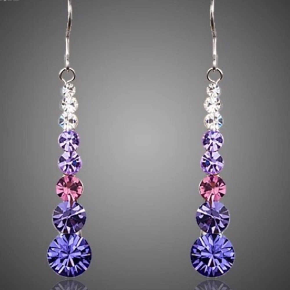 Purple Pink Round Stellux Austrian Crystal Drop